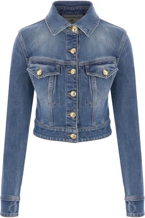 Elisabetta Franchi Jakke, Dame, Blå, M, Denim, Vintage Denim Trucker Jakke