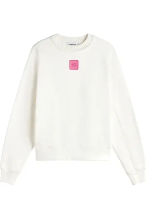Khrisjoy Strik, Dame, Hvid, XS, Pink Logo Broderet Sweatshirt