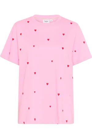 Saint Tropez Top, Dame, Lyserød, S, Bomuld, Flame Hearts T-Shirt Top