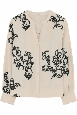 gustav Bluser & Skjorter, Dame, , XS, Broderet skjortebluse med V-hals