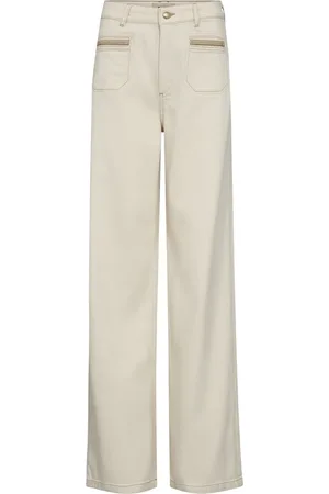 Mos Mosh Jeans, Dame, , W31, Uld, Clay Wide-Leg Jeans med Guld Detaljer