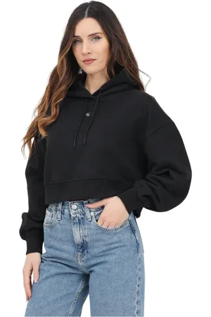 Calvin Klein Sweathshirts & Hoodies, Dame, Sort, S, Bomuld, Sort hættetrøje sweater afslappet stil