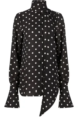 Nina Ricci Bluser & Skjorter, Dame, Sort, S, Polyester, Polka Dot Crepe de Chine Skjorte