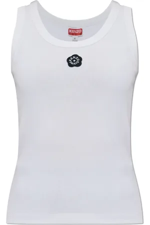 Kenzo Top, Dame, Hvid, M, Bomuld, Top med logo patch