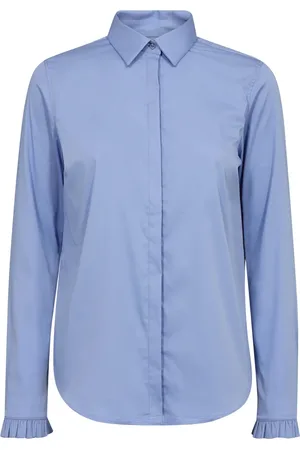 Mos Mosh Bluser & Skjorter, Dame, Blå, 2XL, Bomuld, Blomstret Flip Skjorte med Flæser