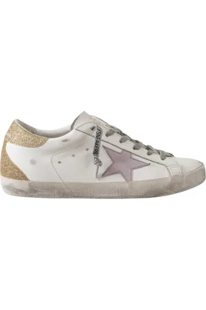 Golden Goose Sko, Dame, Hvid, 41 EU, Uld, Vintage Star Sneakers med Glitter Hæl