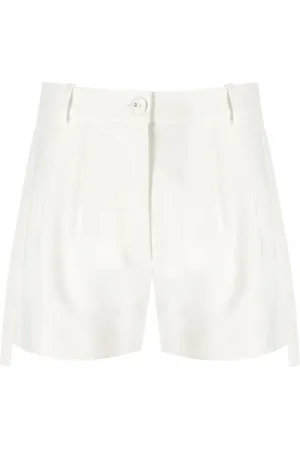 Elisabetta Franchi Shorts, Dame, , M, Satin, Ivory Smoking Shorts med Satinbånd