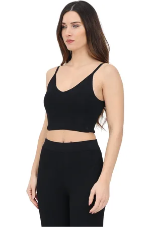 Calvin Klein Top, Dame, Sort, S, Tyl, Sort V-hals Top Slim Fit