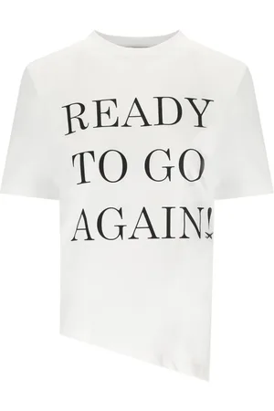 Elisabetta Franchi Top, Dame, Hvid, M, Bomuld, Asymmetrisk T-shirt `Ready to go again`