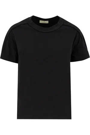 PANICALE Top, Dame, Sort, S, Uld, Præget Profil Crew-Neck T-shirt