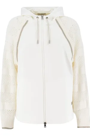 PANICALE Sweathshirts & Hoodies, Dame, , M, Bomuld, Strikærme Lynlås Hættetrøje Sweatshirt