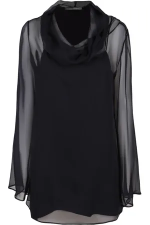 Alberta Ferretti Bluser & Skjorter, Dame, Blå, XL, Chiffon, Silke Hættetrøje Chiffon Bluse