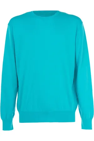 CASHMERE COMPANY Sweathshirts & Hoodies, Herre, Blå, L, Cashmere, Herre Rund Hals Langærmet Sweater