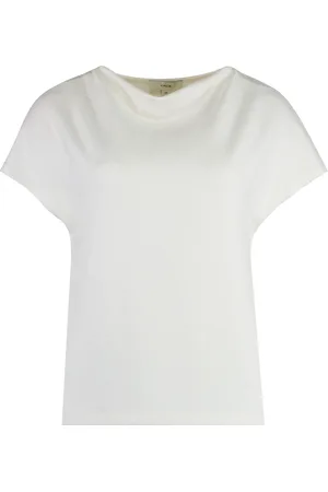 Vince Top, Dame, Hvid, S, Uld, Draped Neckline Strik T-shirt