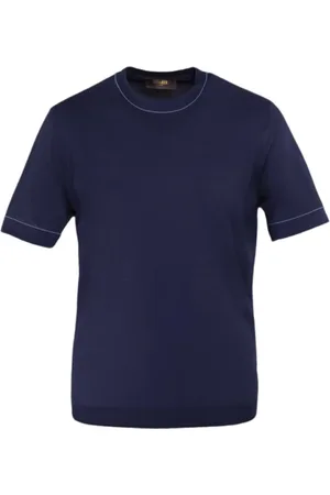 MOORER Strik, Herre, Blå, L, Uld, Ren Sweater Jairo-Cre