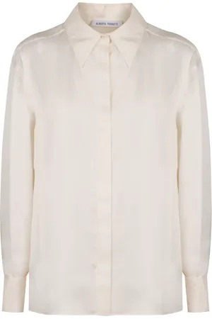 Alberta Ferretti Bluser & Skjorter, Dame, , L, Silkeskjorte med skjult lukning