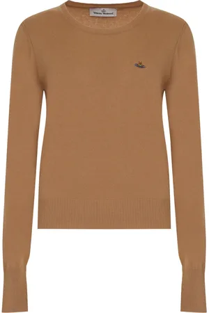 Vivienne Westwood Strik, Dame, Brun, S, Uld, Ribbet Merinould Sweater