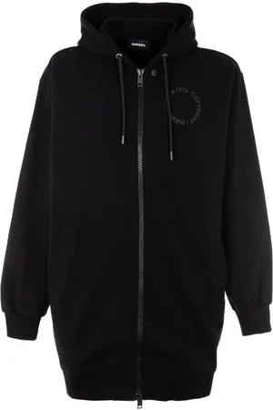 Diesel Sweathshirts & Hoodies, Herre, Sort, S, Bomuld, Lang S-Kappat Hættetrøje med Logo