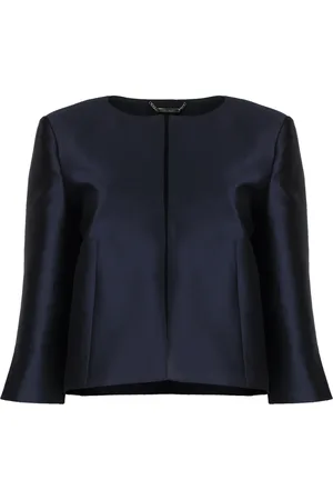 Alberta Ferretti Jakke, Dame, Blå, S, Polyester, Silk Mikado Jakke med Slidsmanchetter