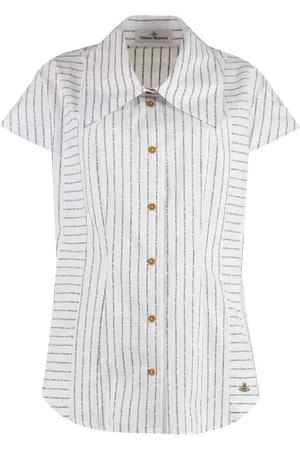 Vivienne Westwood Bluser & Skjorter, Dame, Hvid, S, Bomuld, Stilfuld bomuldsskjorte med afrundet kant