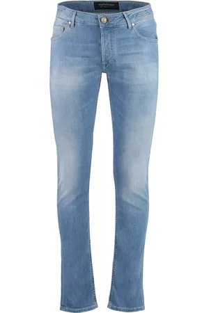 Hand Picked Jeans, Herre, Blå, W36, Bomuld, Slim Fit Jeans med Logoet Label