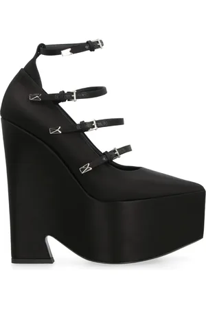 VERSACE Sko, Dame, Sort, 36 EU, Satin, Satin Platform Pump