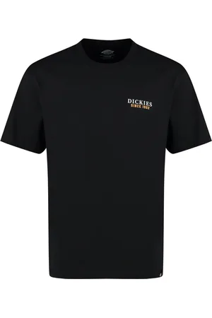 Dickies Top, Herre, Sort, S, Bomuld, Bomuld Crew-neck T-shirt med Bagtryk
