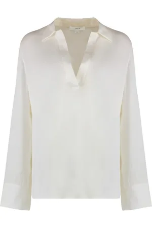 Vince Bluser & Skjorter, Dame, Hvid, XS, Spandex, V-hals Silkebluse