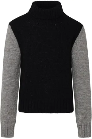 Dolce & Gabbana Strik, Herre, Grå, L, Uld, Ribbet tofarvet alpaka sweater