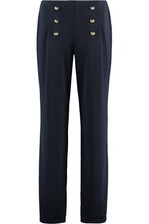 Ralph Lauren Bukser, Dame, Blå, S, Polyester, Højtaljede bukser med brede ben