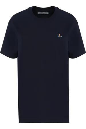 Vivienne Westwood Top, Dame, Blå, S, Bomuld, Ribbet bomuld T-shirt