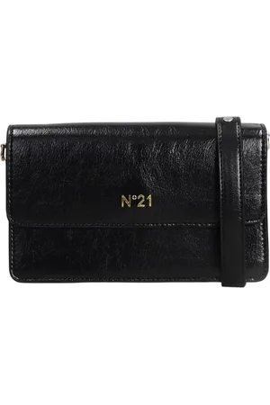 Nº21 Taske, Dame, Sort, ONE SIZE, Uld, Stilfuld skuldertaske med læderrem