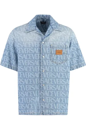 VERSACE Skjorte, Herre, Blå, L, Denim, Barok Silhuet Denim Skjorte