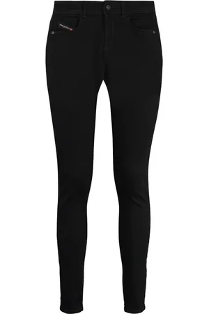 Diesel Jeans, Dame, Sort, W23, Bomuld, Skinny Jeans med metal knapper