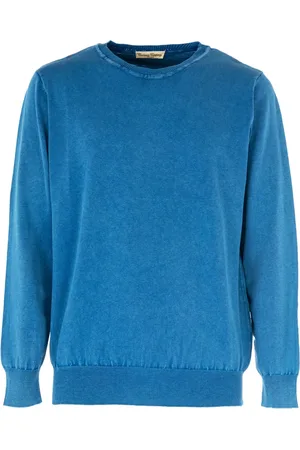 CASHMERE COMPANY Sweathshirts & Hoodies, Herre, Blå, L, Cashmere, Herre Crewneck Langærmet Sweater