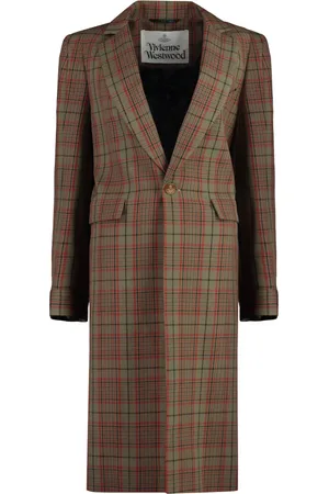Vivienne Westwood Frakke, Dame, Brun, S, Uld, Alien Uld Lang Frakke med Motiv
