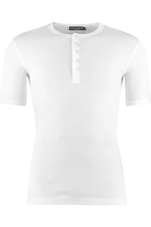 Dolce & Gabbana Top, Herre, Hvid, M, Bomuld, Ribbet bomuld crew-neck t-shirt