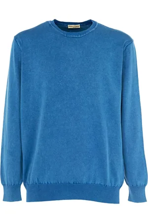 CASHMERE COMPANY Sweathshirts & Hoodies, Herre, Blå, L, Cashmere, Herre Cashmere Patch Pullover Sweater
