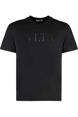 VALENTINO Top, Herre, Sort, S, Bomuld, Ribbet crew-neck bomuld T-shirt