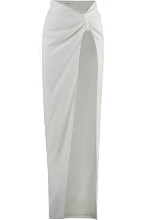 Monot Nederdel, Dame, Hvid, XS, Polyester, Samlet Front Crepe Nederdel med Slids