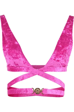 VERSACE Top, Dame, Lyserød, L, Uld, Chenille Trekantet Bikini Top
