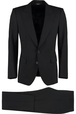Dolce & Gabbana Jakkesæt, Herre, Sort, S, Uld, Sicilia Uld Dragt med Revers Krave