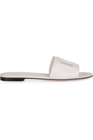 Dolce & Gabbana Sko, Dame, Hvid, 37 EU, Uld, Kalveskind Rund Tå Slides