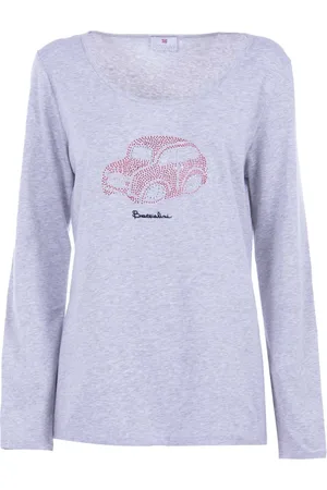 Braccialini Top, Dame, Lilla, M, Dame langærmet T-shirt med rhinsten