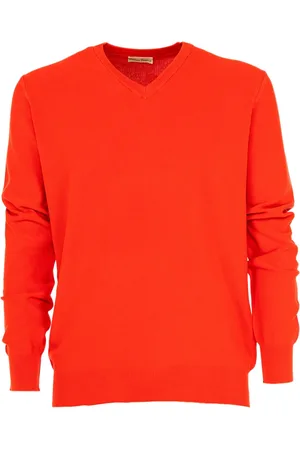 CASHMERE COMPANY Strik, Herre, Rød, XL, Uld, Let V-hals Herre Pullover