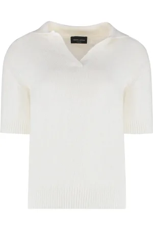 Roberto Collina Strik, Dame, Hvid, S, Uld, Krave Ribbet Sweater