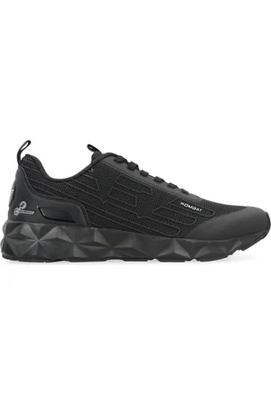 EA7 Sko, Herre, Sort, 39 EU, Uld, Mesh Low-Top Sneakers med gummidetaljer