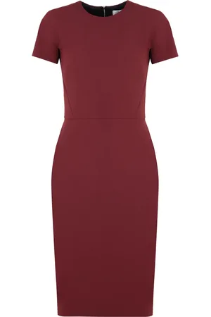 Victoria Beckham Kjole, Dame, Rød, XS, Uld, Uldblanding Sheath Kjole med Lynlås