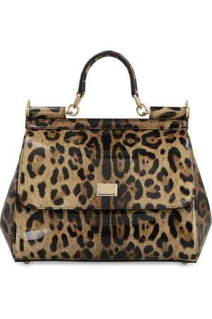 Dolce & Gabbana Taske, Dame, Flerfarvet, ONE SIZE, Læder, Leopard Print Læder Håndtaske