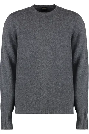 DRUMOHR Strik, Herre, Grå, XL, Cashmere, Kashmir Crew-neck Sweater Ribbed Strik